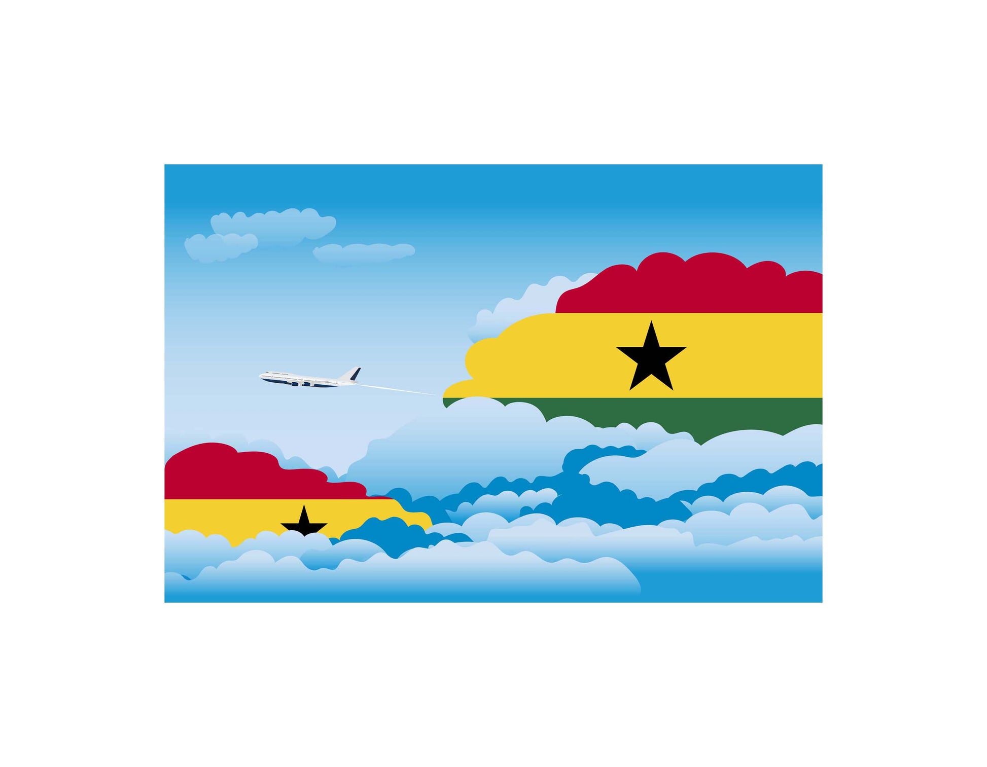 Ghana Flags Day Clouds Canvas Print Framed
