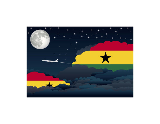 Ghana Flags Night Clouds Canvas Print Framed