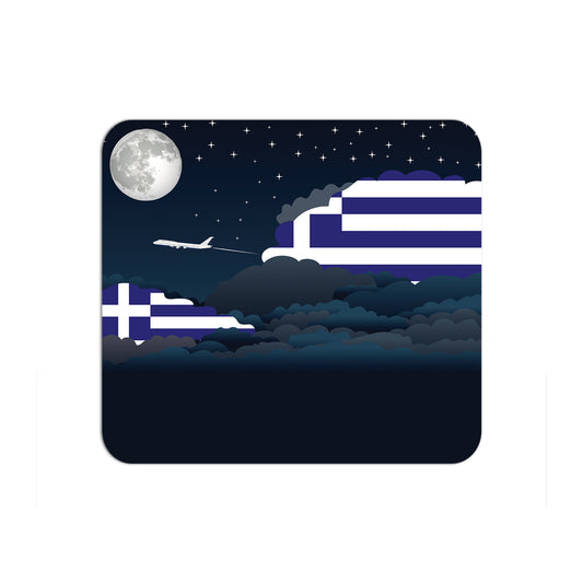 Greece Flag Night Clouds Mouse pad 