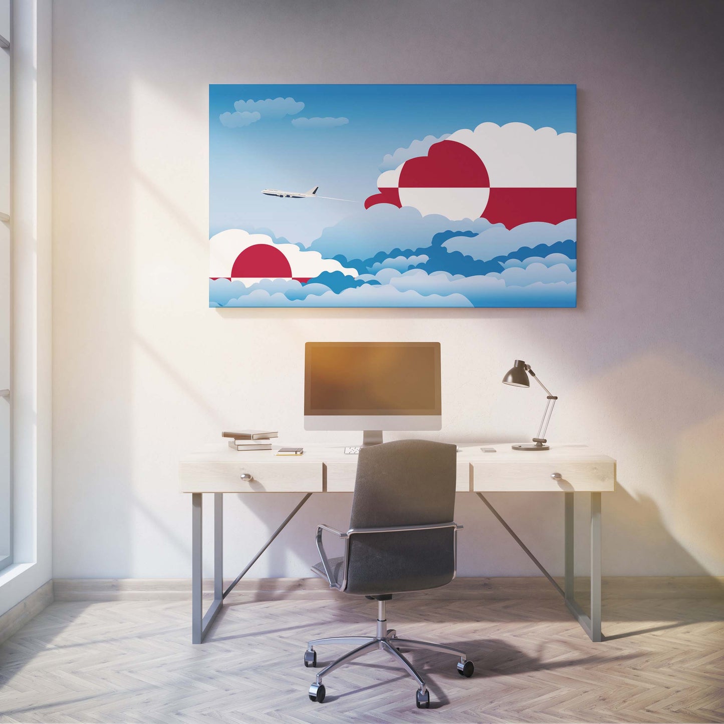 Greenland Day Clouds Canvas Print Framed