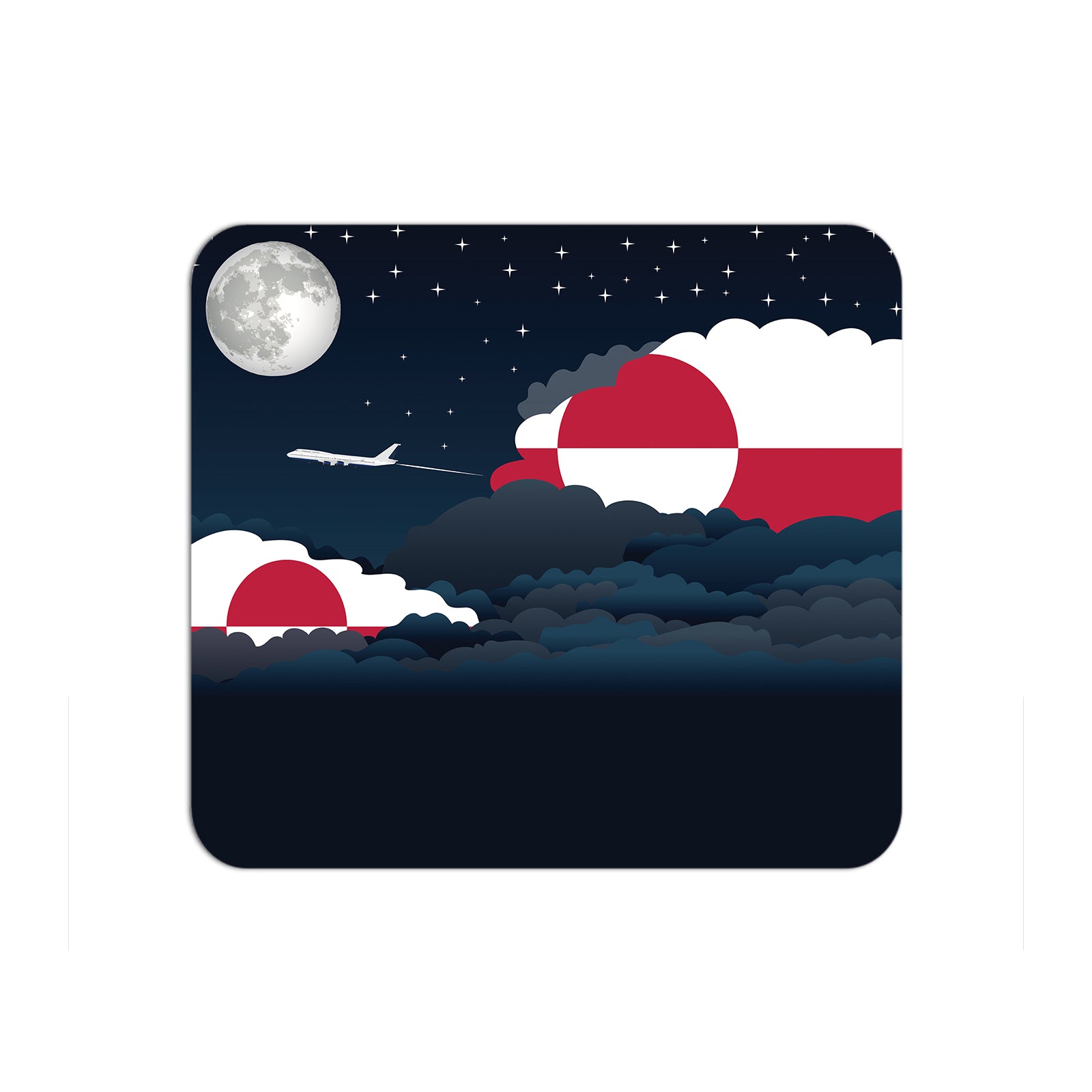 Greenland Flag Night Clouds Mouse pad 