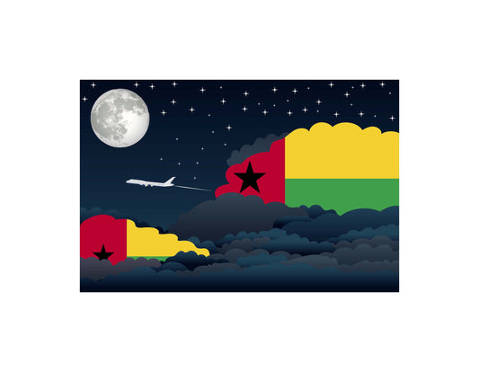 Guinea Flags Night Clouds Canvas Print Framed
