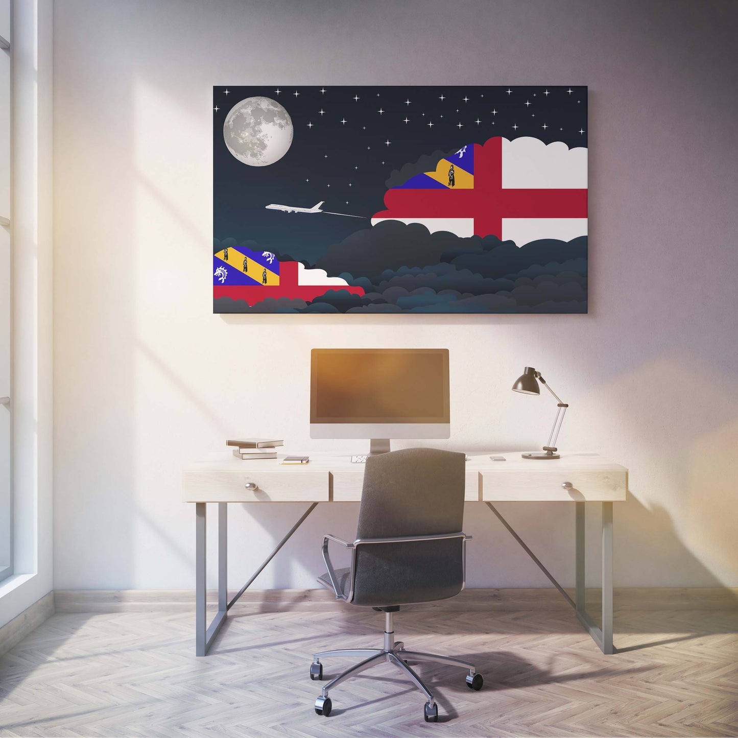 Herm Flags Night Clouds Canvas Print Framed