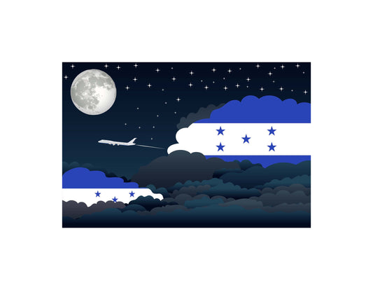 Honduras Flags Night Clouds Canvas Print Framed