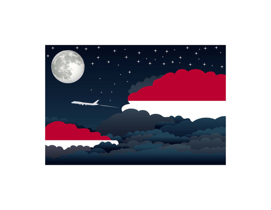 Indonesia Flags Night Clouds Canvas Print Framed