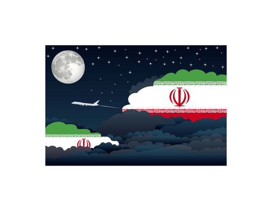 Iran Flags Night Clouds Canvas Print Framed