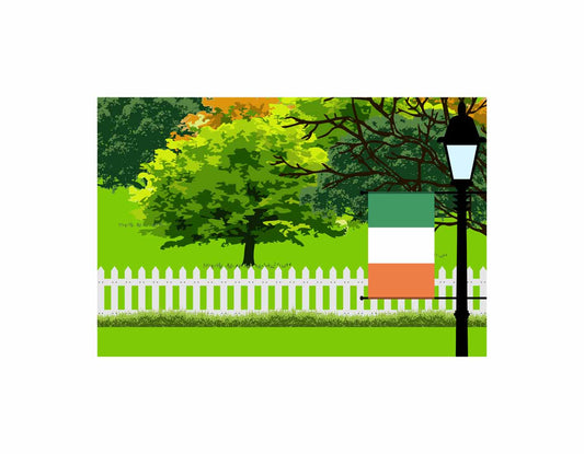 Ireland Flags Trees Street Lamp Canvas Print Framed