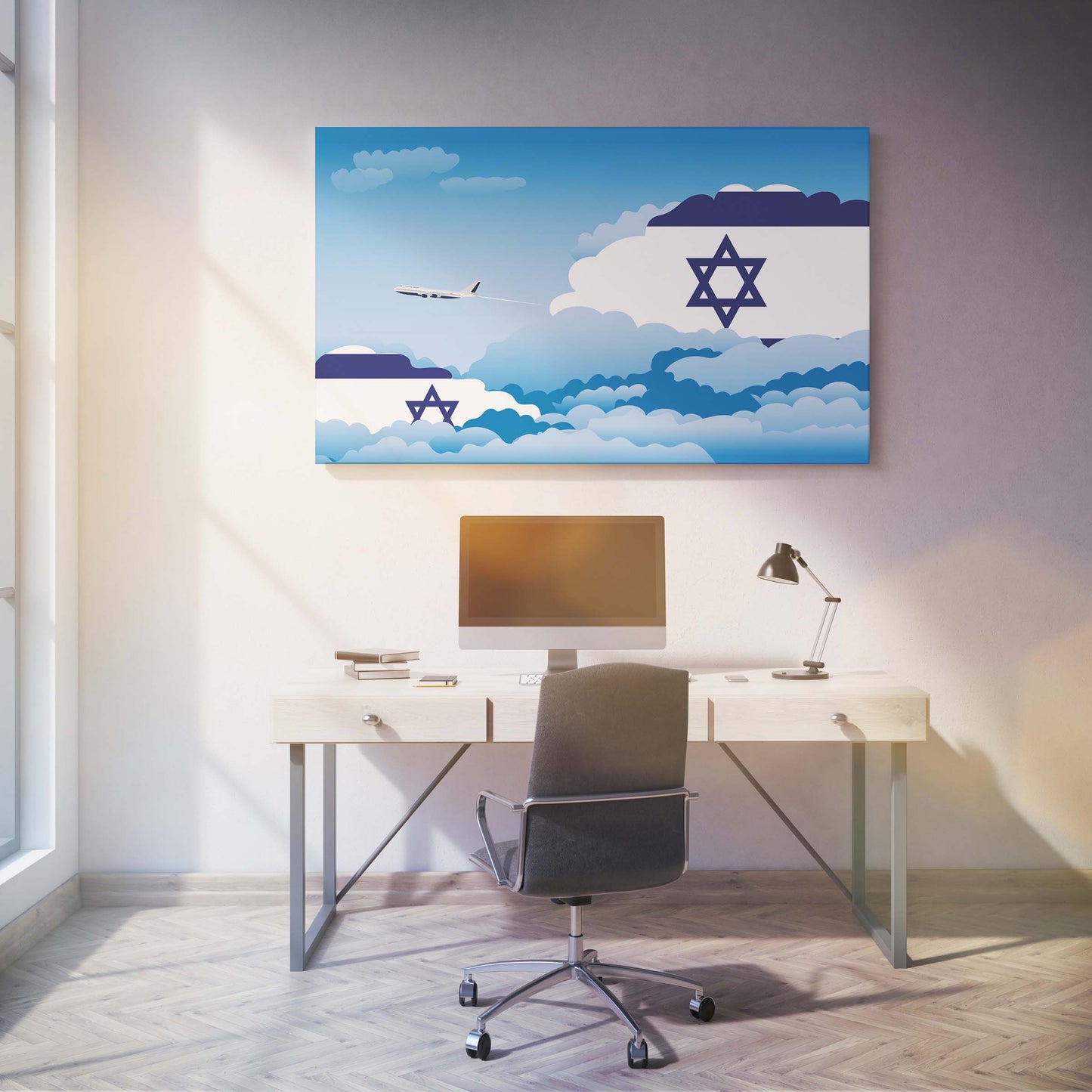 Israel Day Clouds Canvas Print Framed