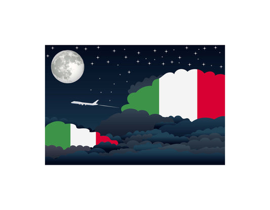 Italy Flags Night Clouds Canvas Print Framed