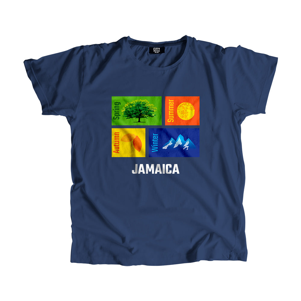 JAMAICA Seasons Unisex T-Shirt (Navy Blue)