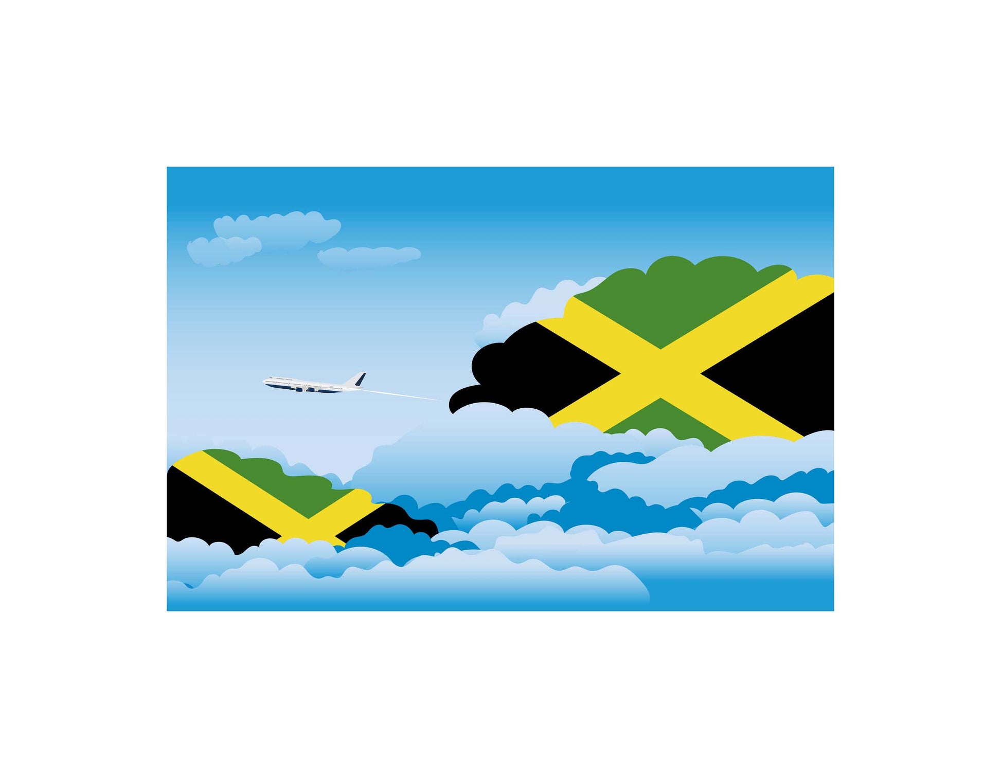 Jamaica Flags Day Clouds Canvas Print Framed