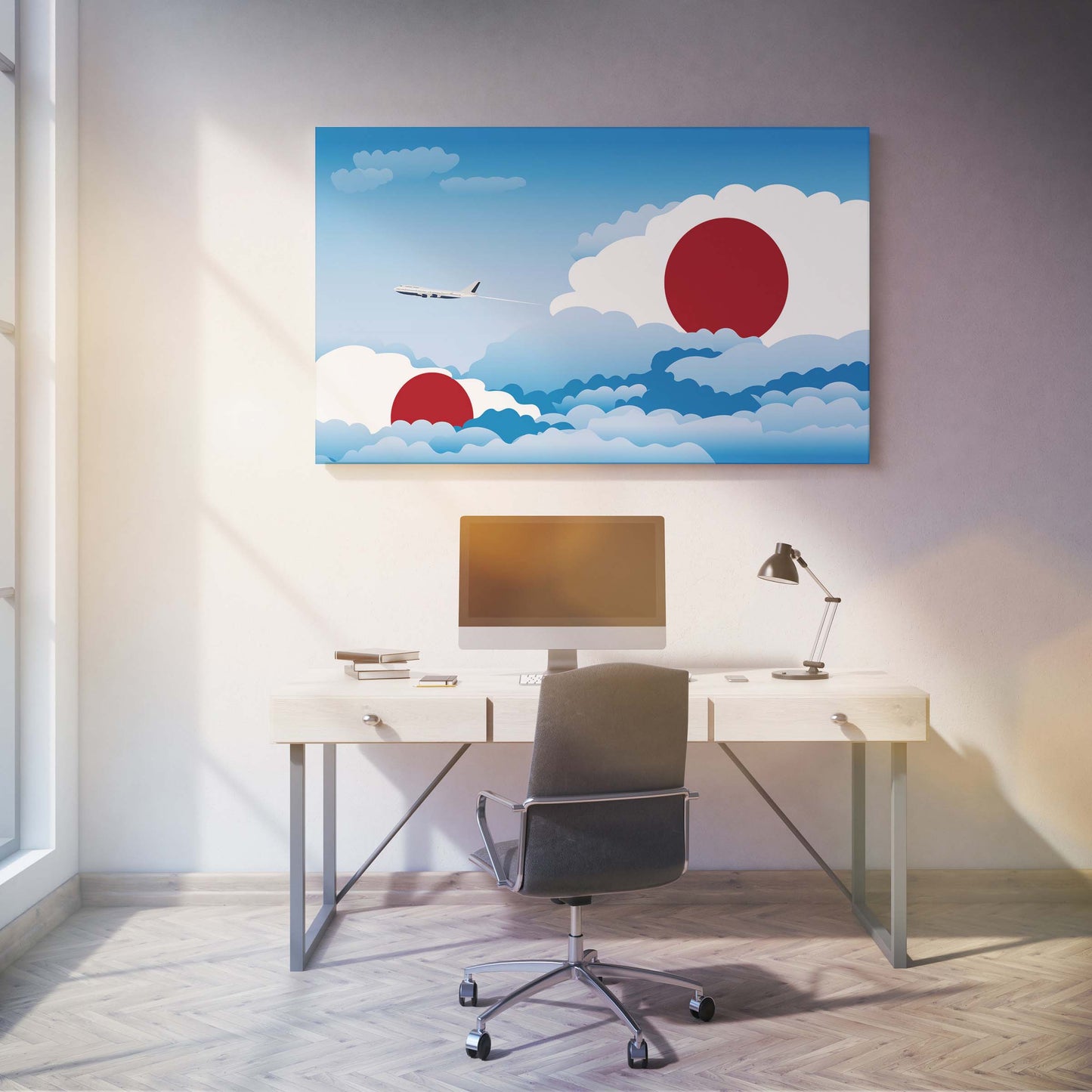 Japan Day Clouds Canvas Print Framed