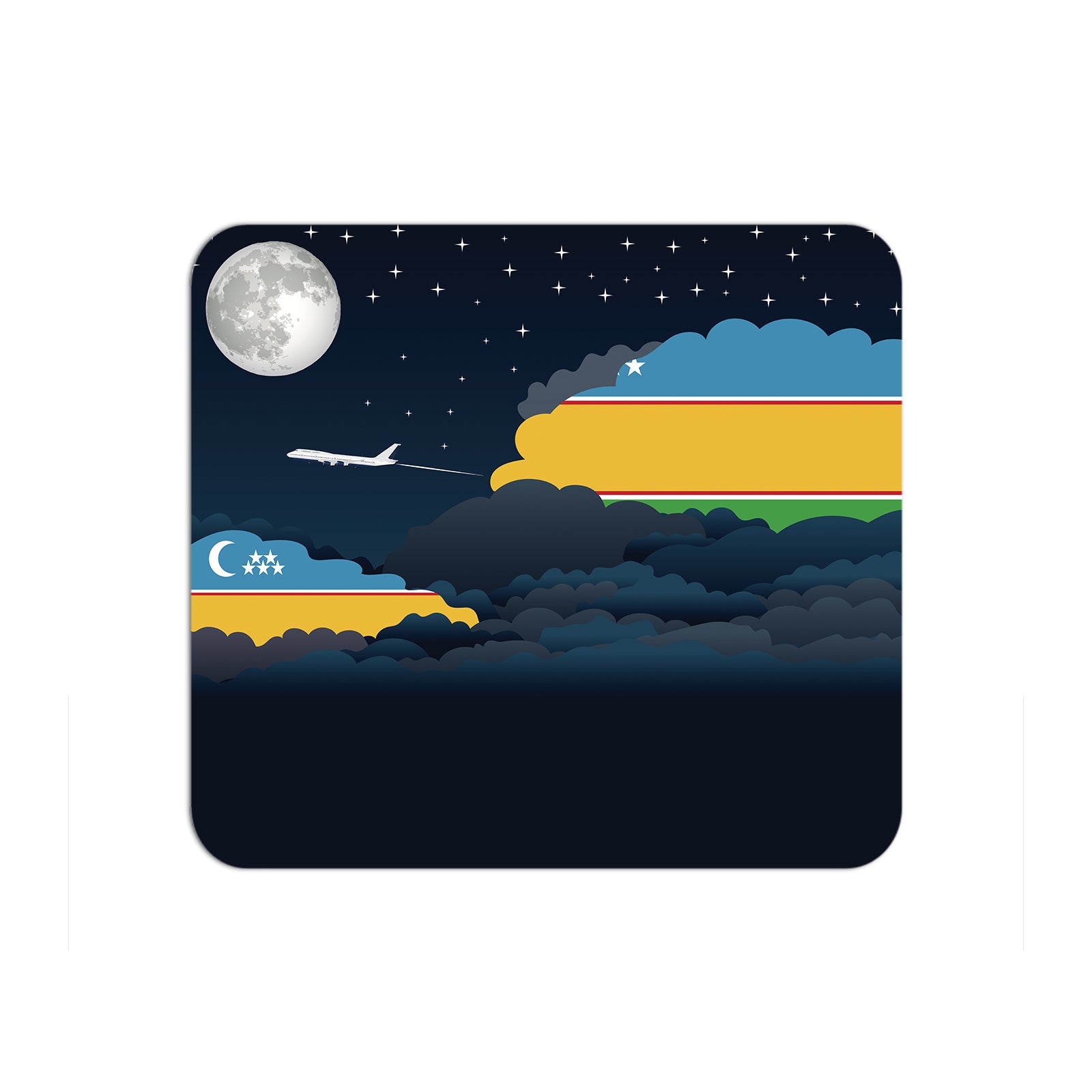 Karakalpakstan Flag Night Clouds Mouse pad 