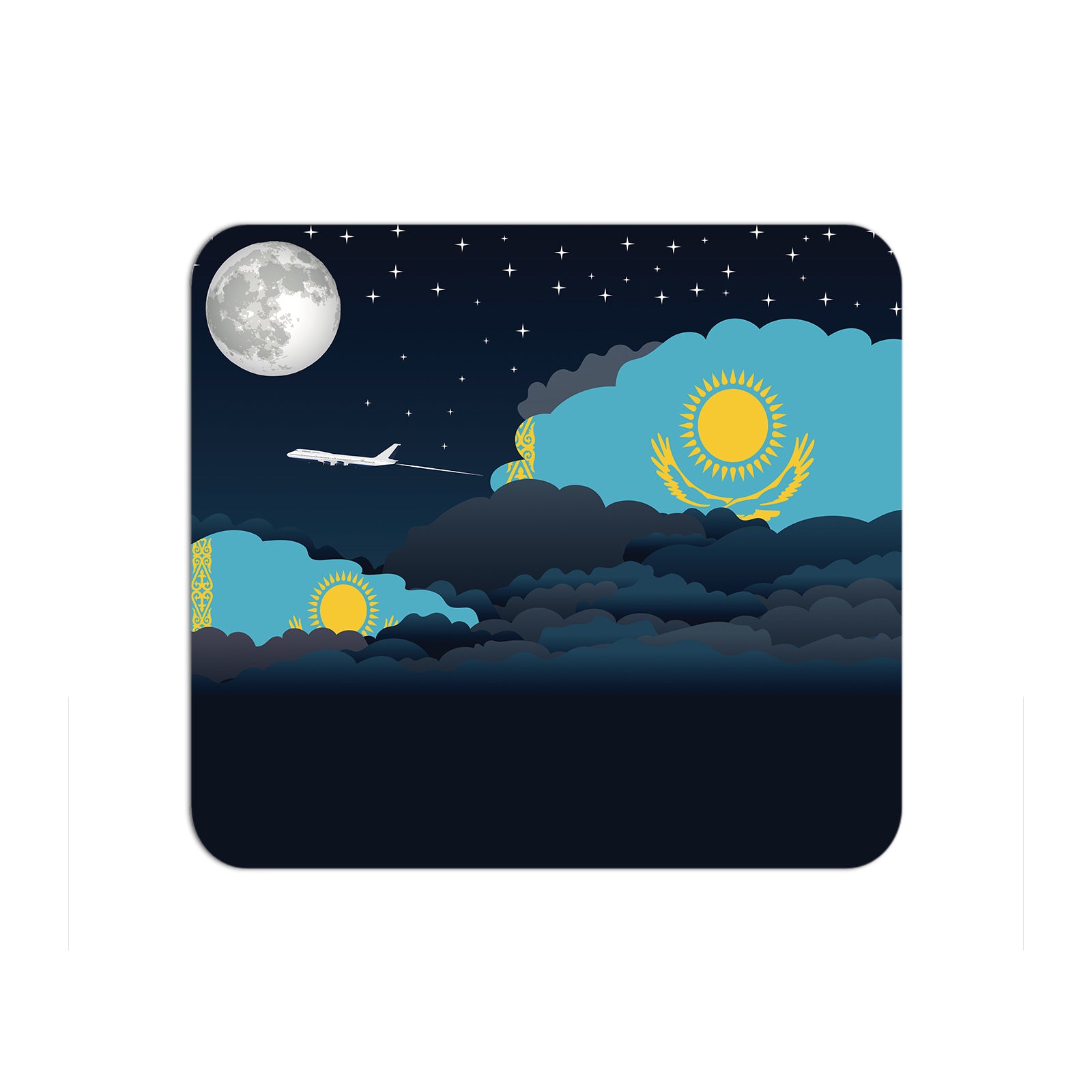 Kazakhstan Flag Night Clouds Mouse pad 