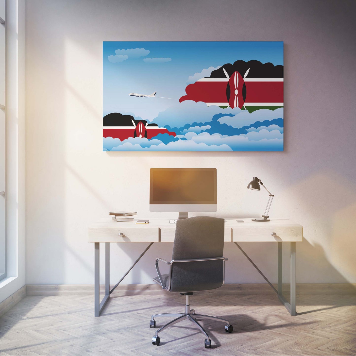 Kenya Flags Day Clouds Canvas Print Framed