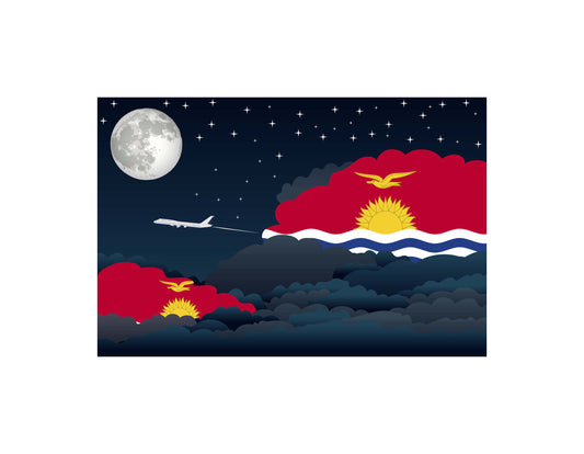 Kiribati Flags Night Clouds Canvas Print Framed