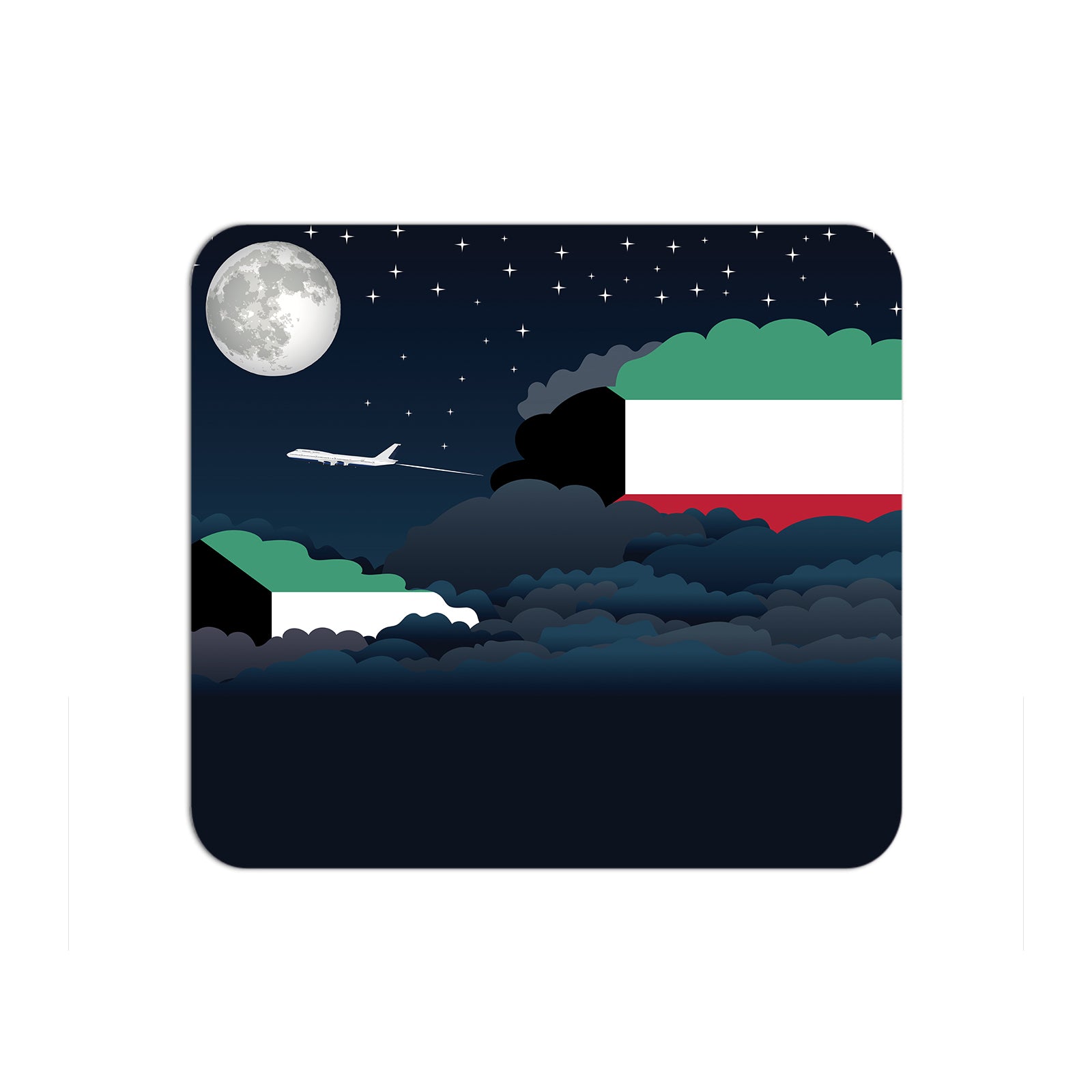 Kuwait Flag Night Clouds Mouse pad 