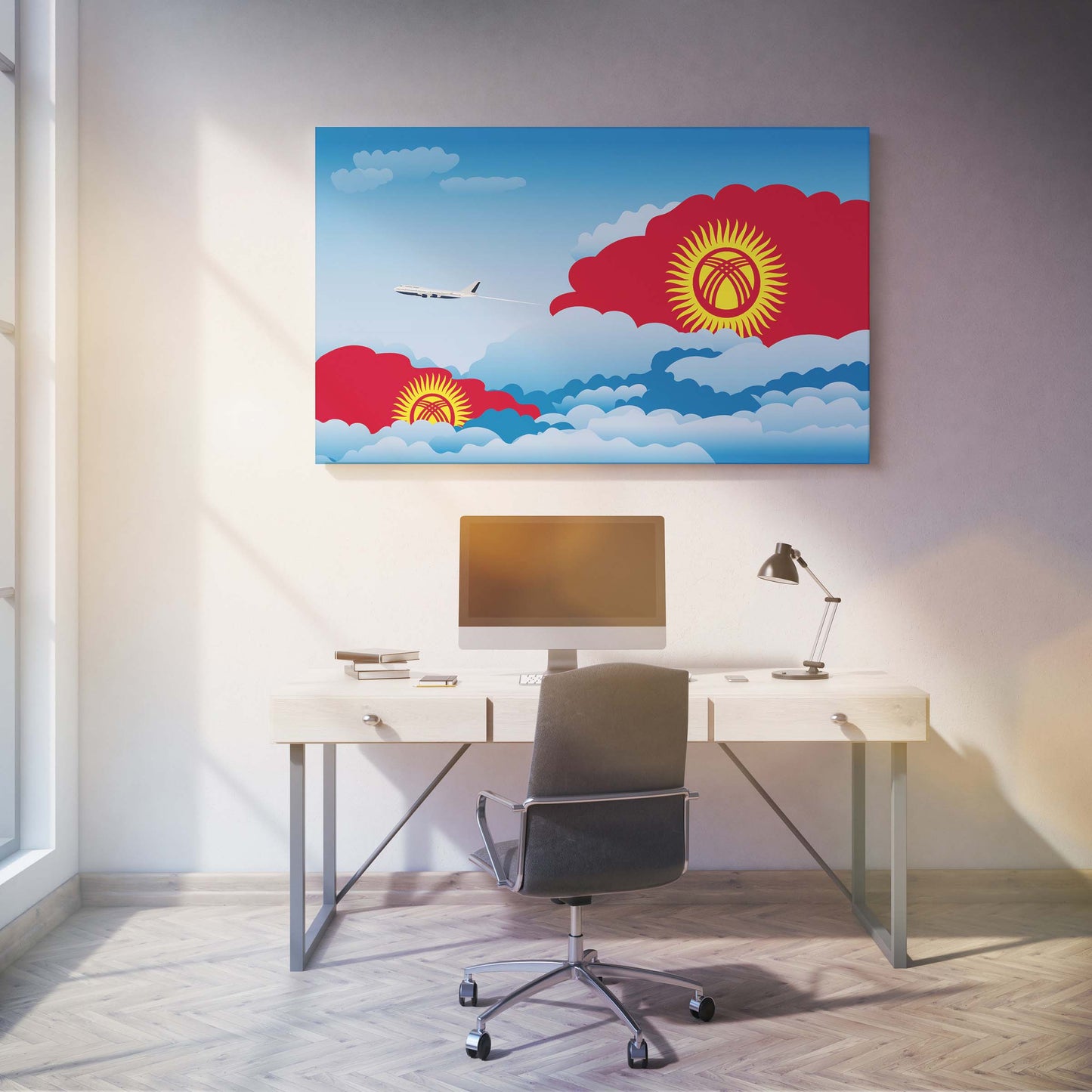 Kyrgyzstan Day Clouds Canvas Print Framed