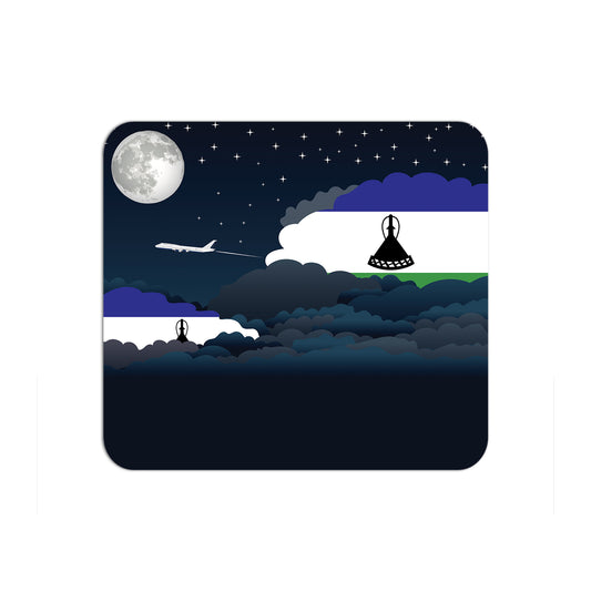 Lesotho Flag Night Clouds Mouse pad 