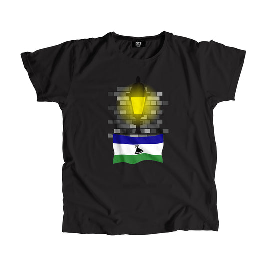 Lesotho Flag Street Lamp Bricks Unisex T-Shirt