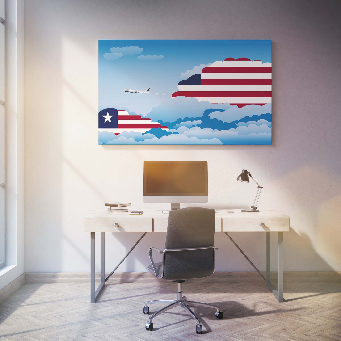 Liberia Day Clouds Canvas Print Framed