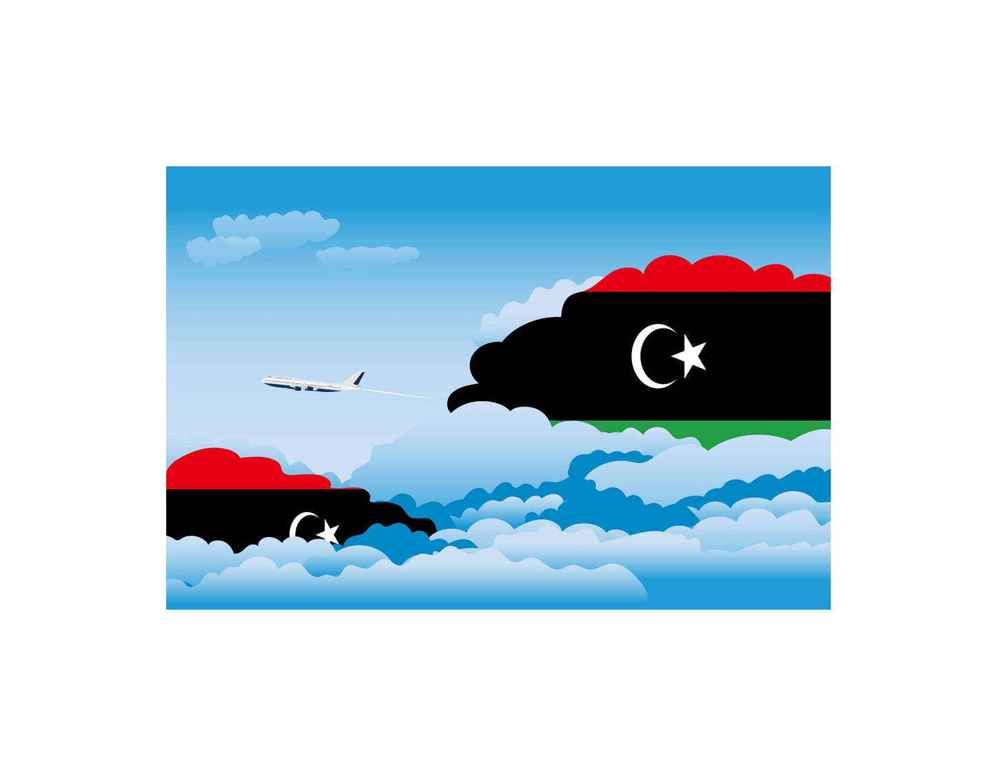 Libya Flags Day Clouds Canvas Print Framed