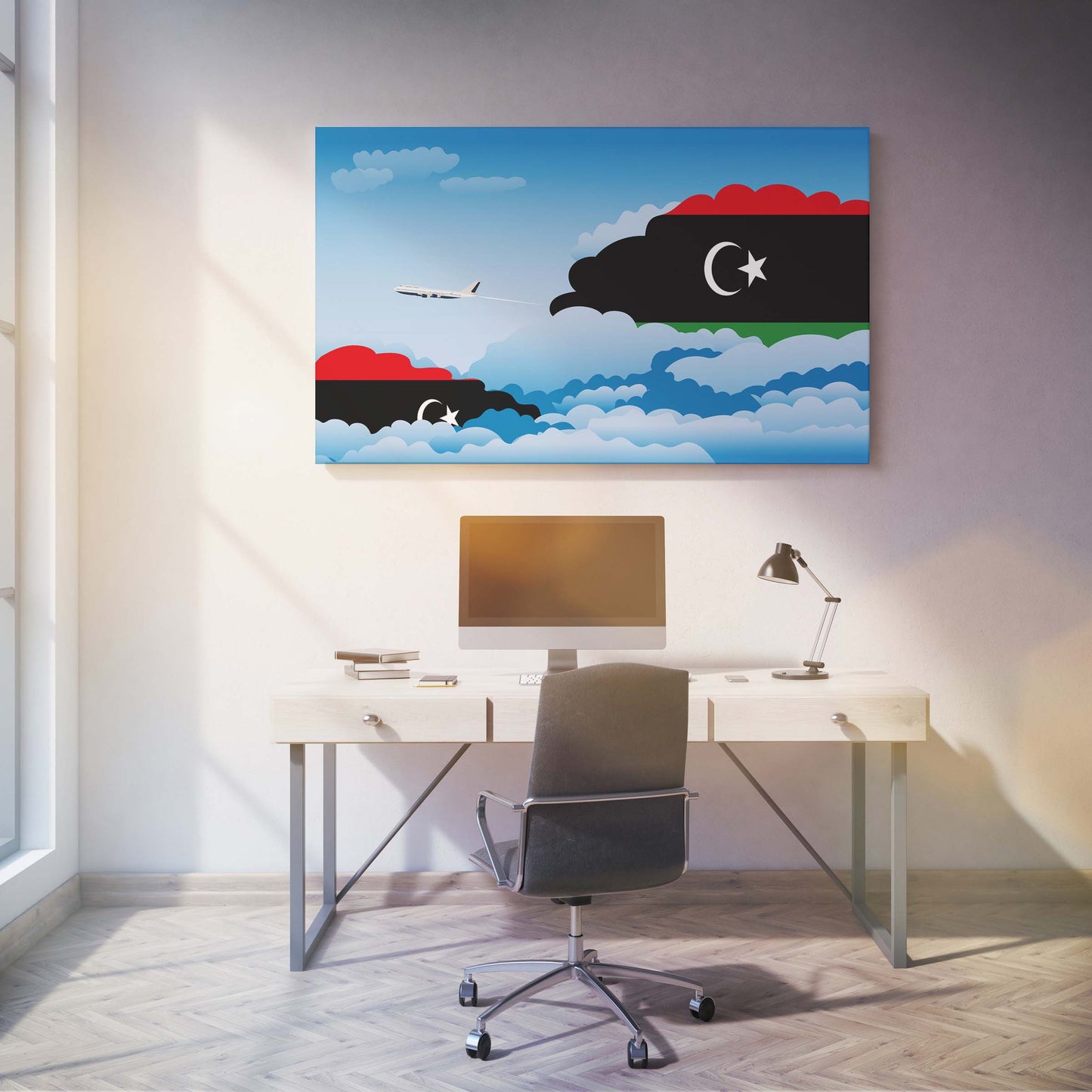 Libya Day Clouds Canvas Print Framed