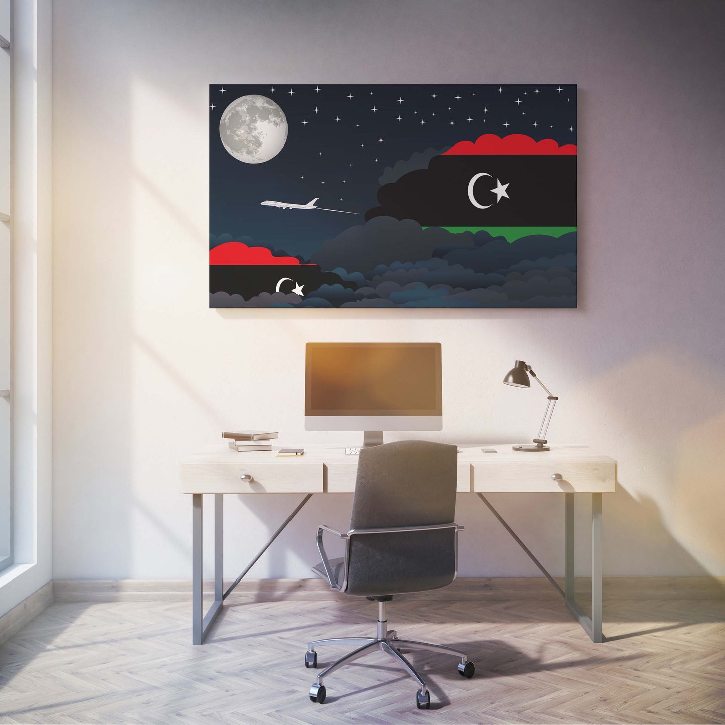 Libya Night Clouds Canvas Print Framed