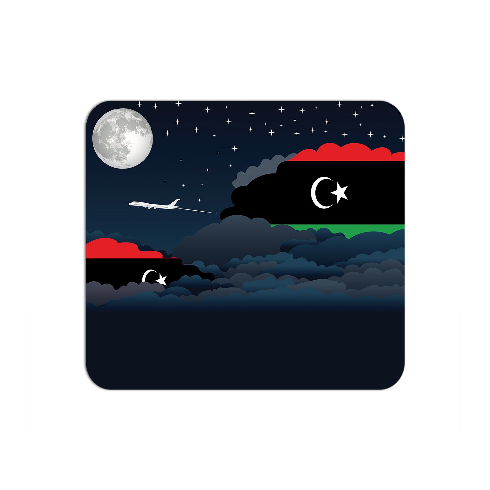 Libya Flag Night Clouds Mouse pad 