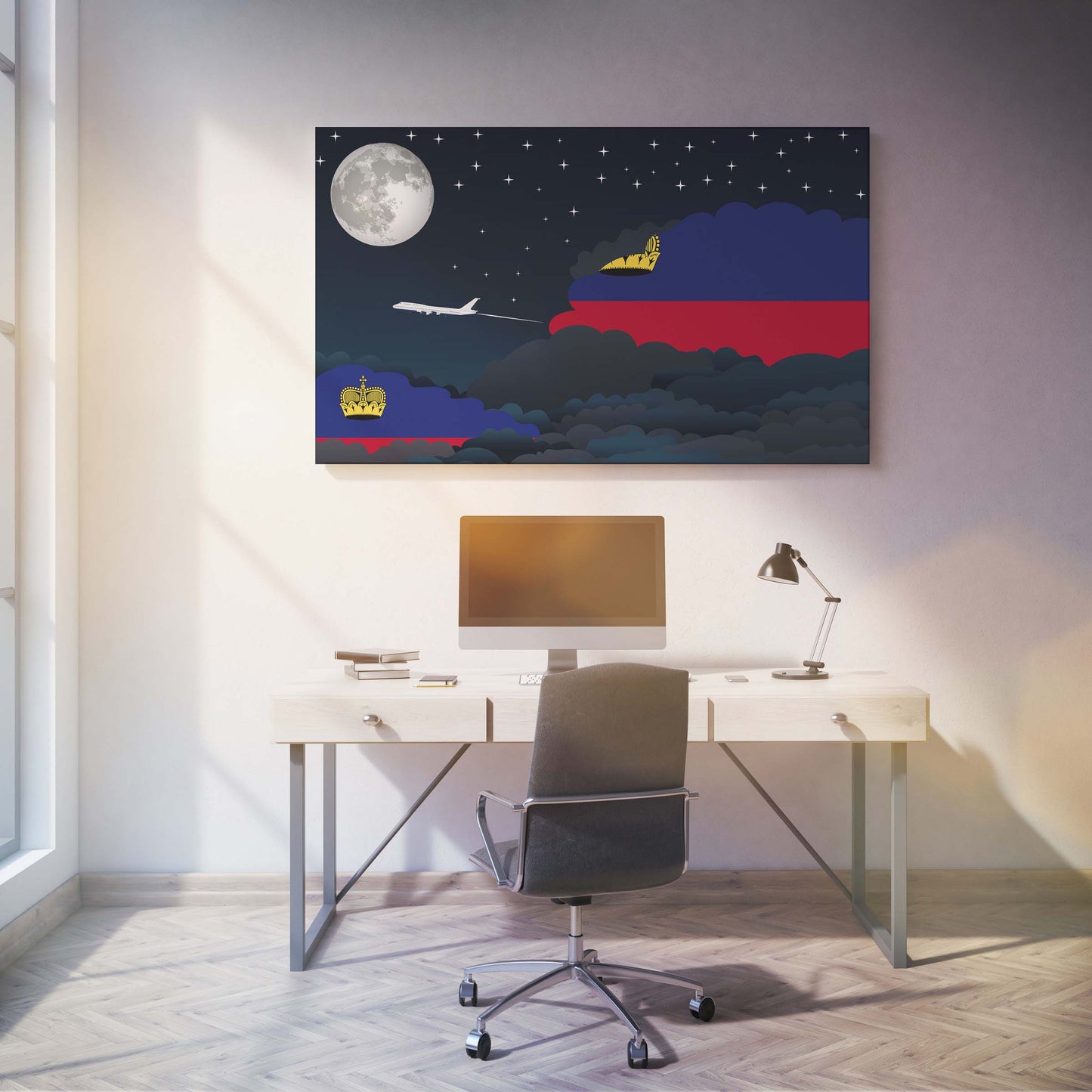 Liechtenstein Night Clouds Canvas Print Framed