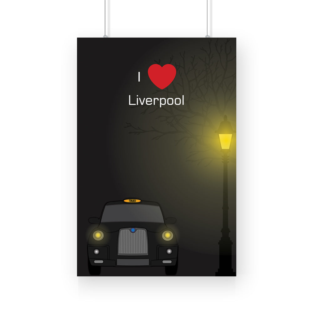 Liverpool Love Taxi Canvas Print Framed