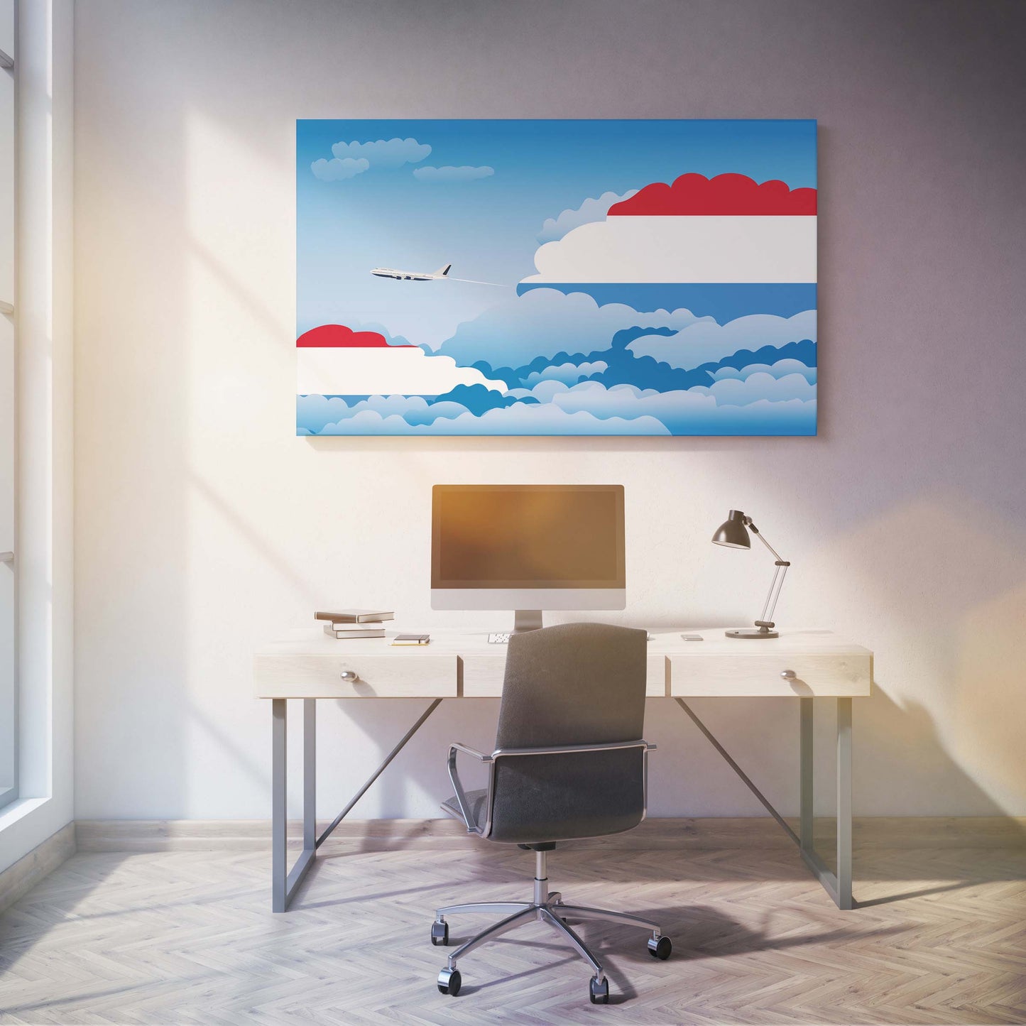 Luxembourg Day Clouds Canvas Print Framed