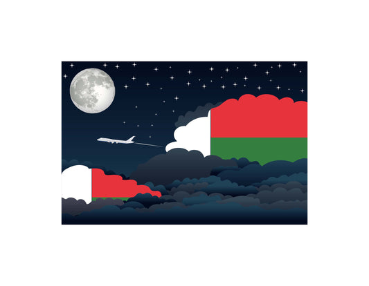 Madagascar Flags Night Clouds Canvas Print Framed