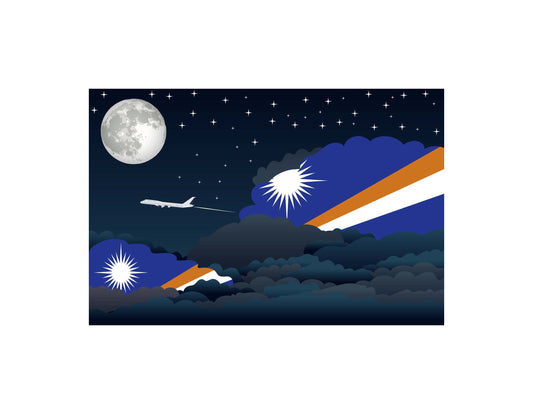 Marshall Islands Flags Night Clouds Canvas Print Framed