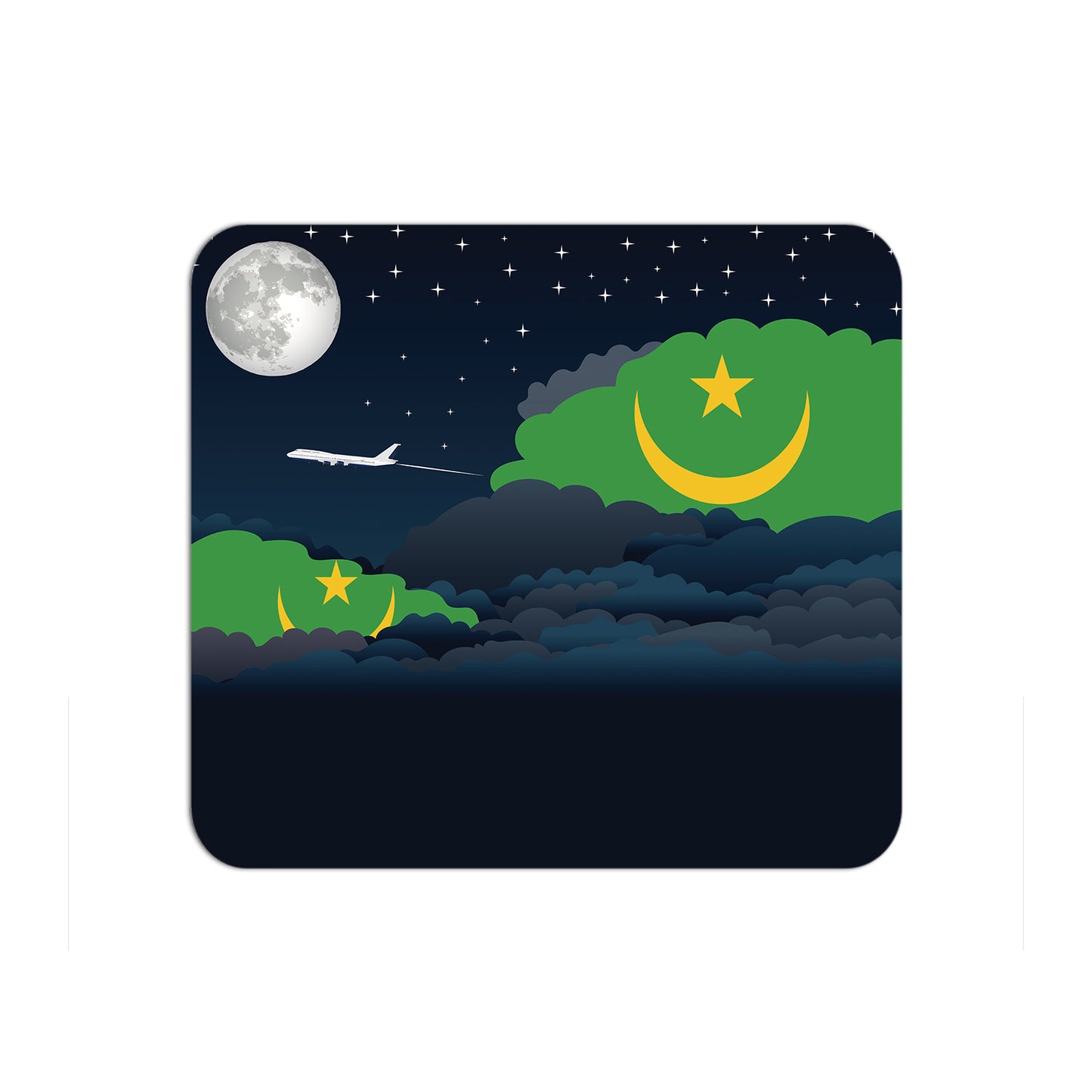 Mauritania Flag Night Clouds Mouse pad 