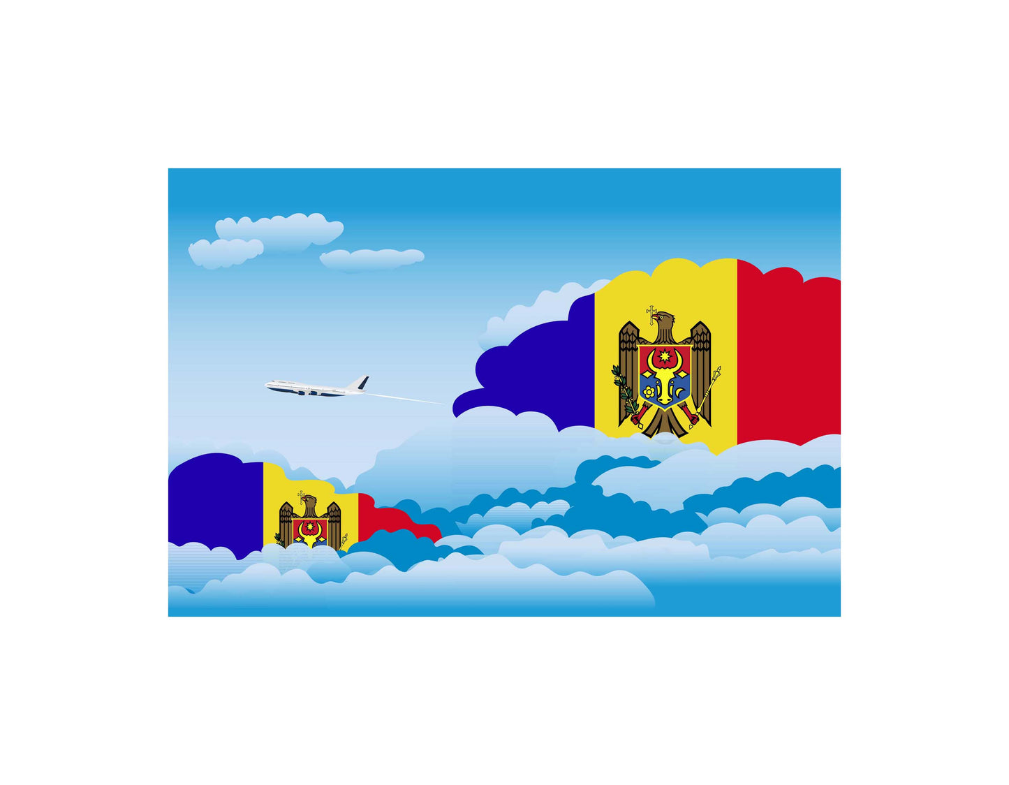 Moldova Flags Day Clouds Canvas Print Framed