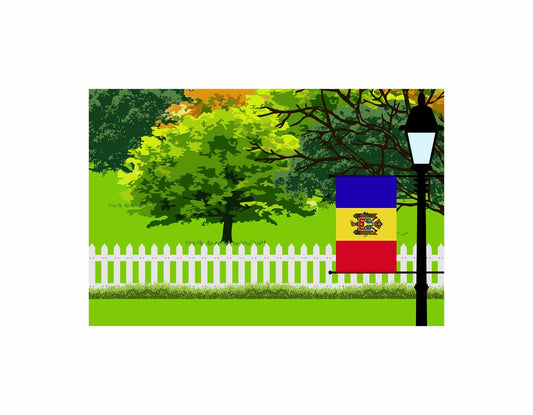 Moldova Flags Trees Street Lamp Canvas Print Framed
