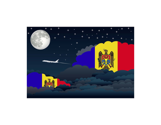 Moldova Flags Night Clouds Canvas Print Framed