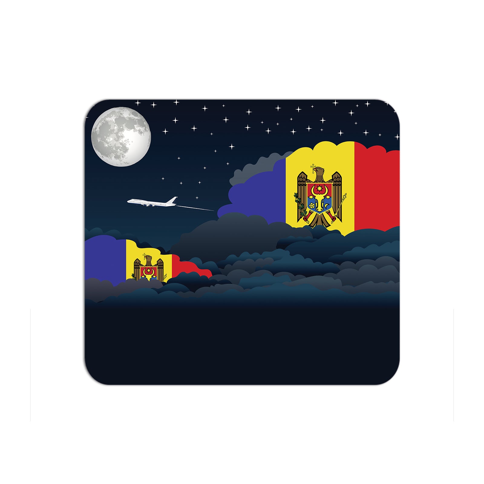 Moldova Flag Night Clouds Mouse pad 