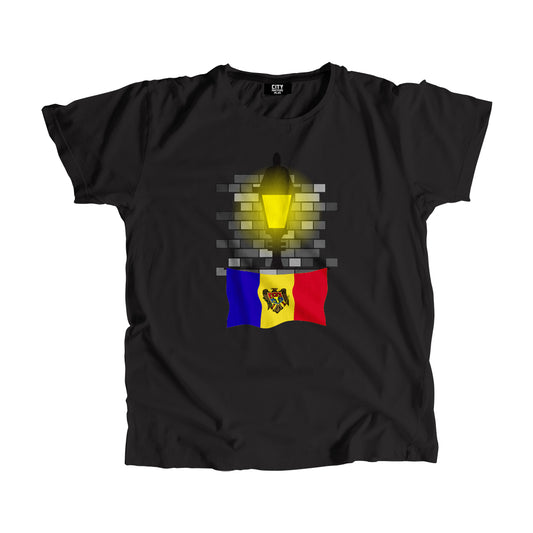 Moldova Flag Street Lamp Bricks Unisex T-Shirt