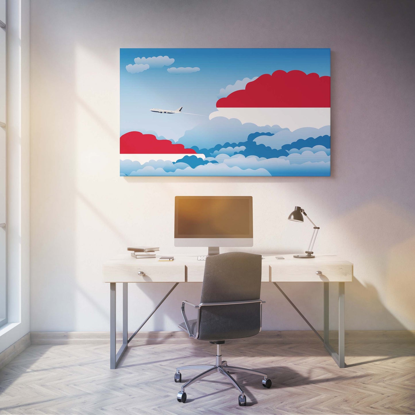 Monaco Day Clouds Canvas Print Framed