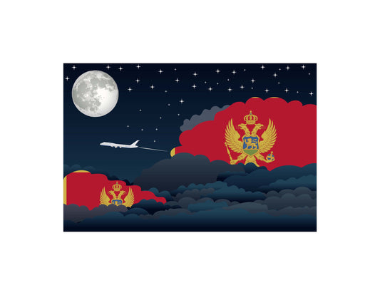 Montenegro Flags Night Clouds Canvas Print Framed