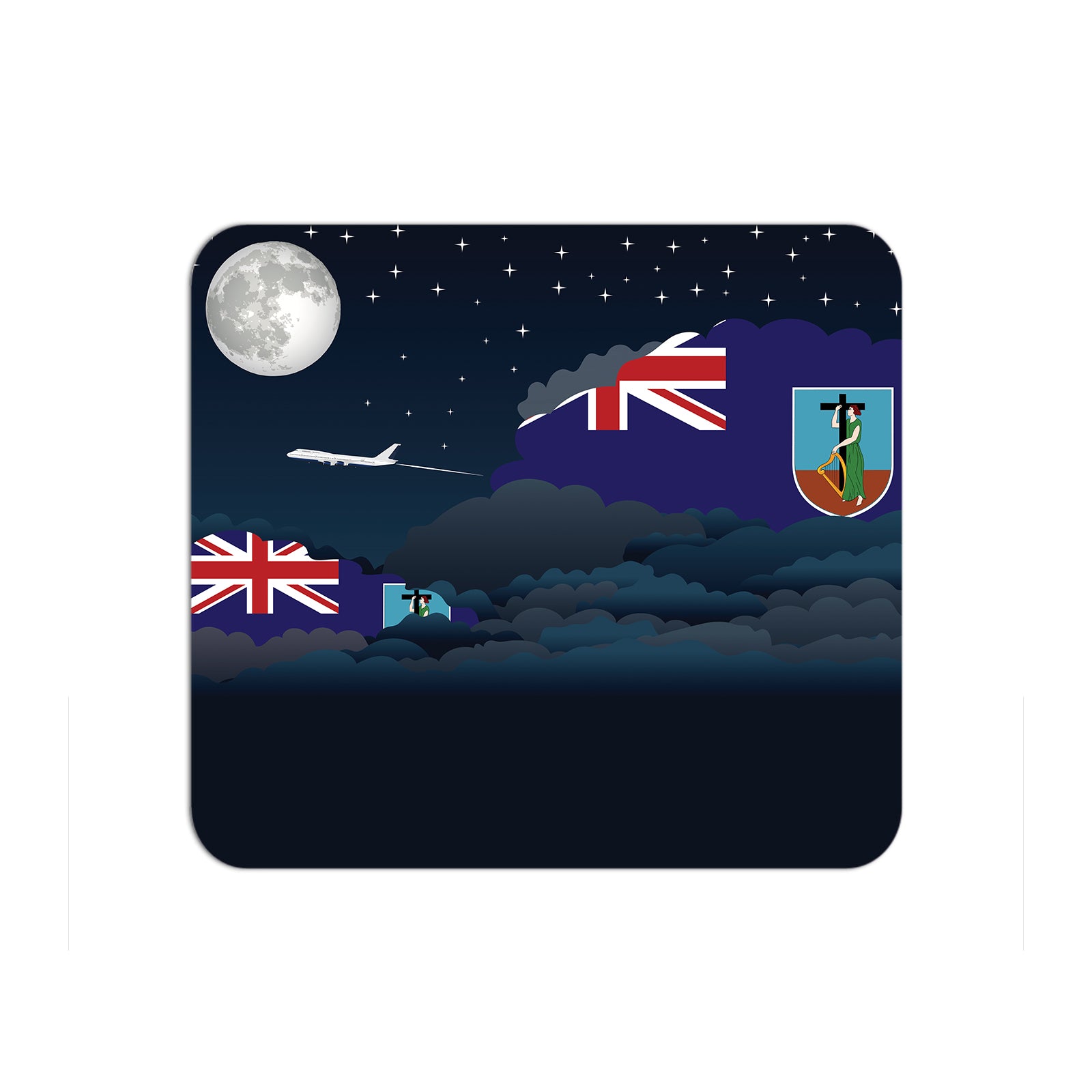 Montserrat Flag Night Clouds Mouse pad 