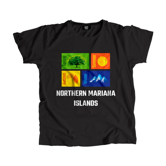 NORTHERN MARIANA ISLANDS Seasons Unisex T-Shirt (Black)