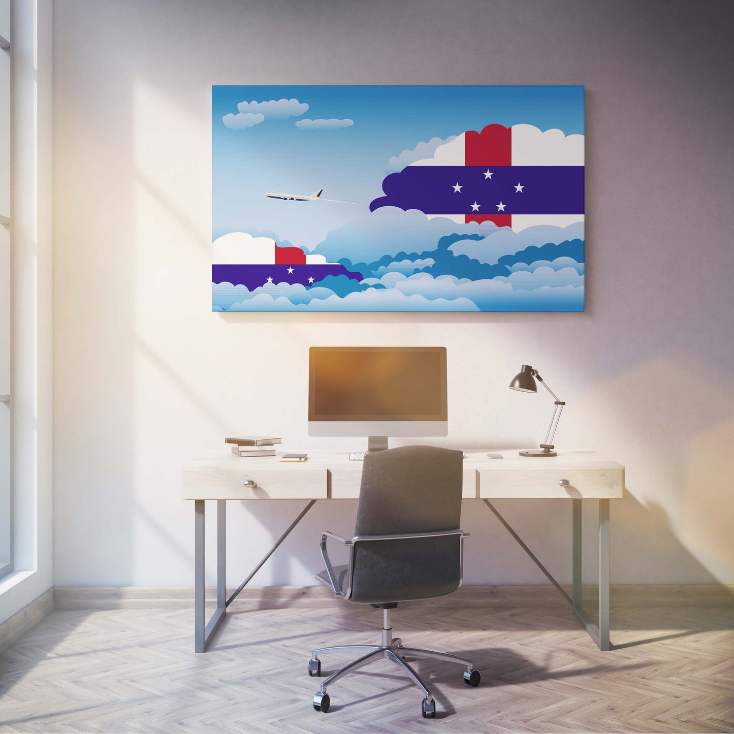 Netherlands Day Clouds Canvas Print Framed