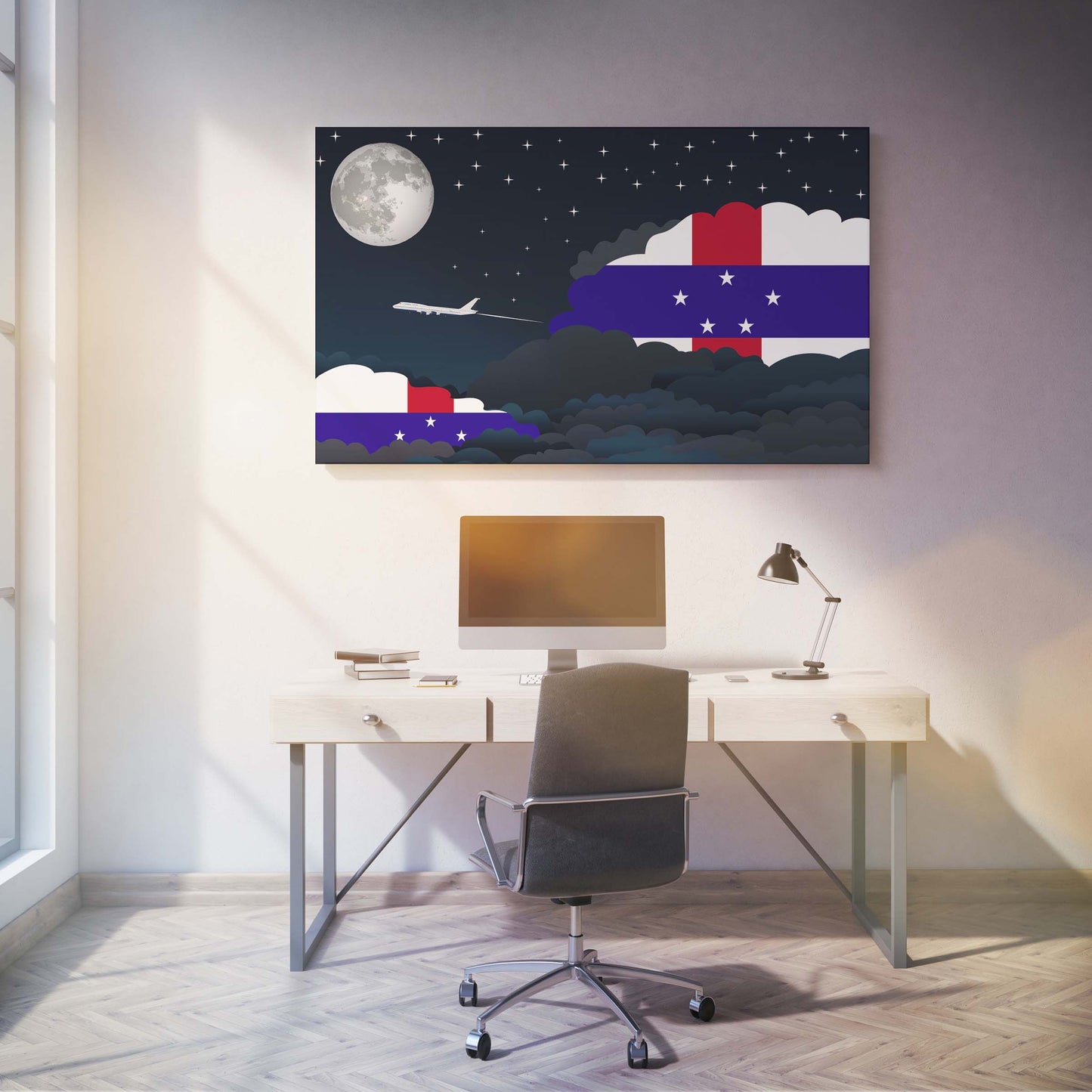 Netherlands Night Clouds Canvas Print Framed