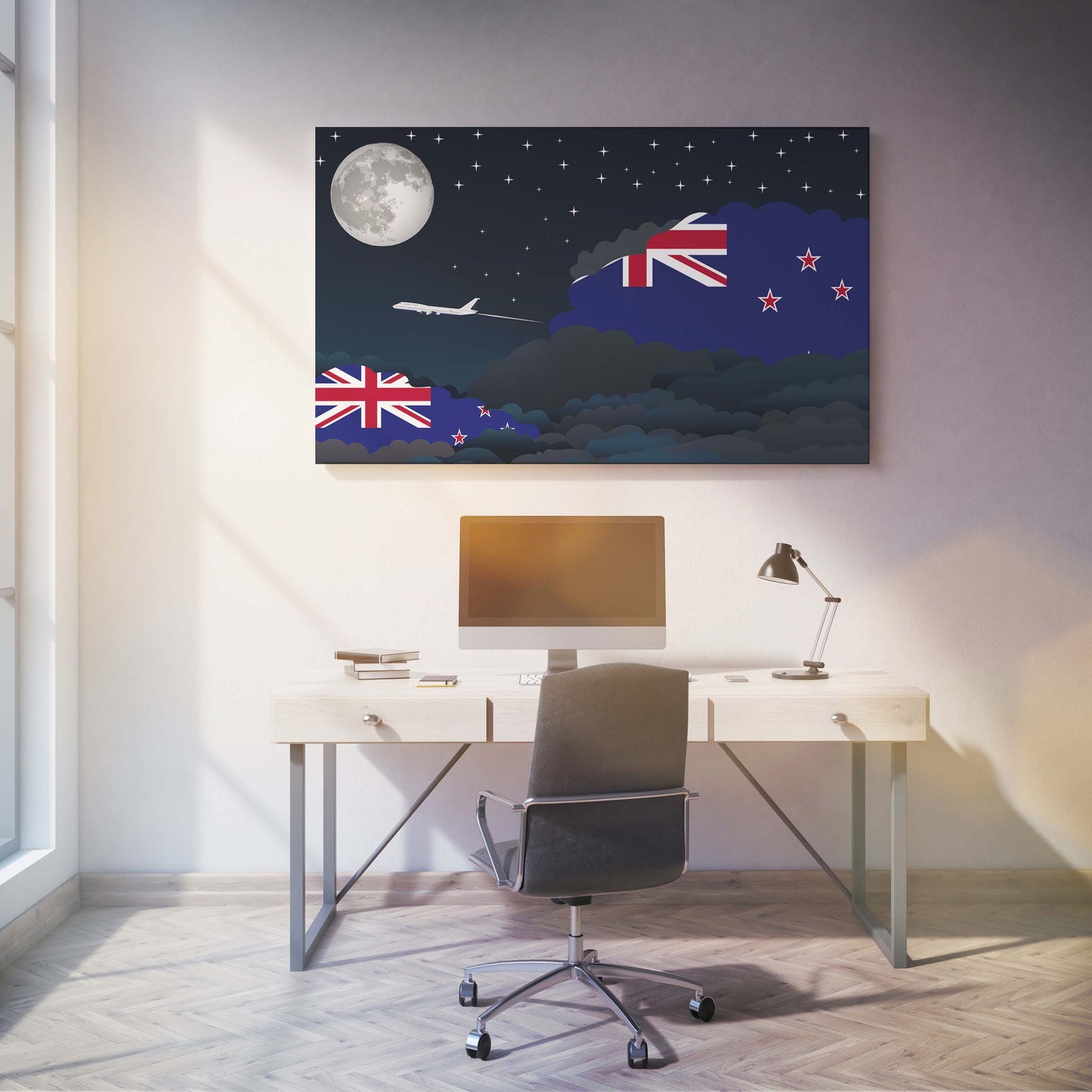 New Zealand Night Clouds Canvas Print Framed