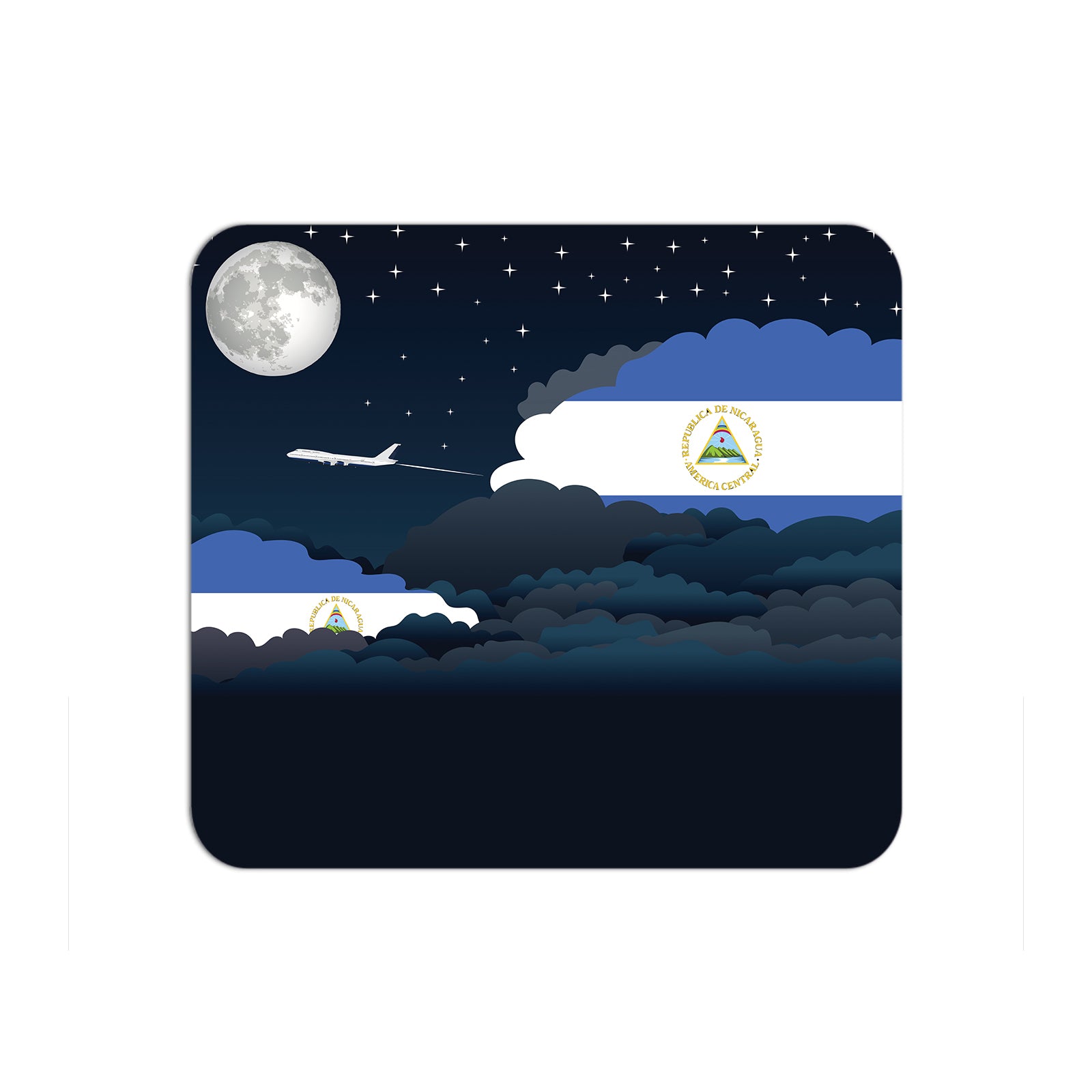 Nicaragua Flag Night Clouds Mouse pad 