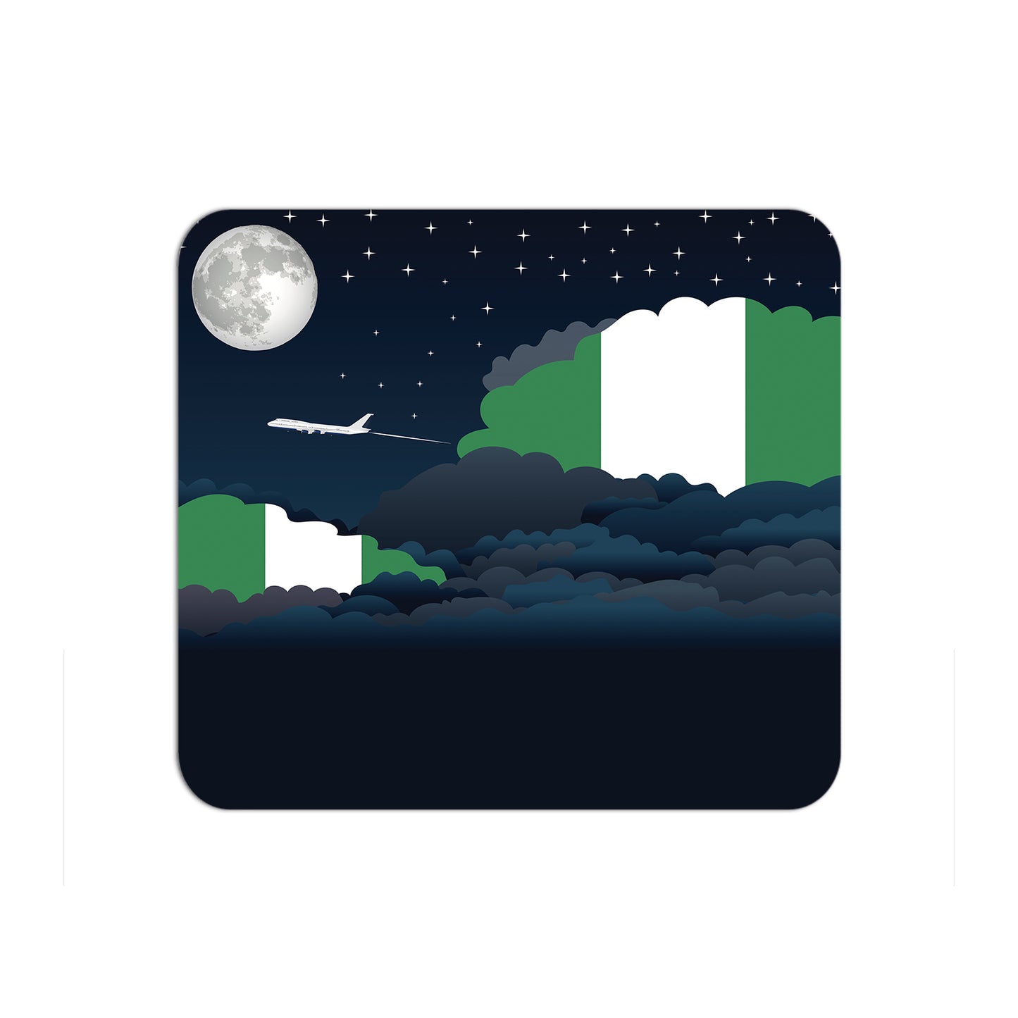 Nigeria Flag Night Clouds Mouse pad 