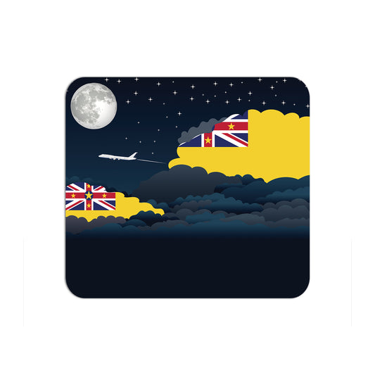 Niue Flag Night Clouds Mouse pad 